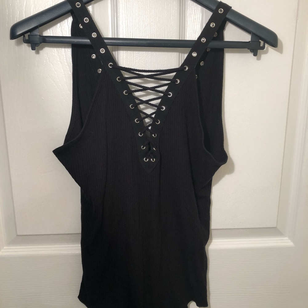 LF black lace up bodysuit